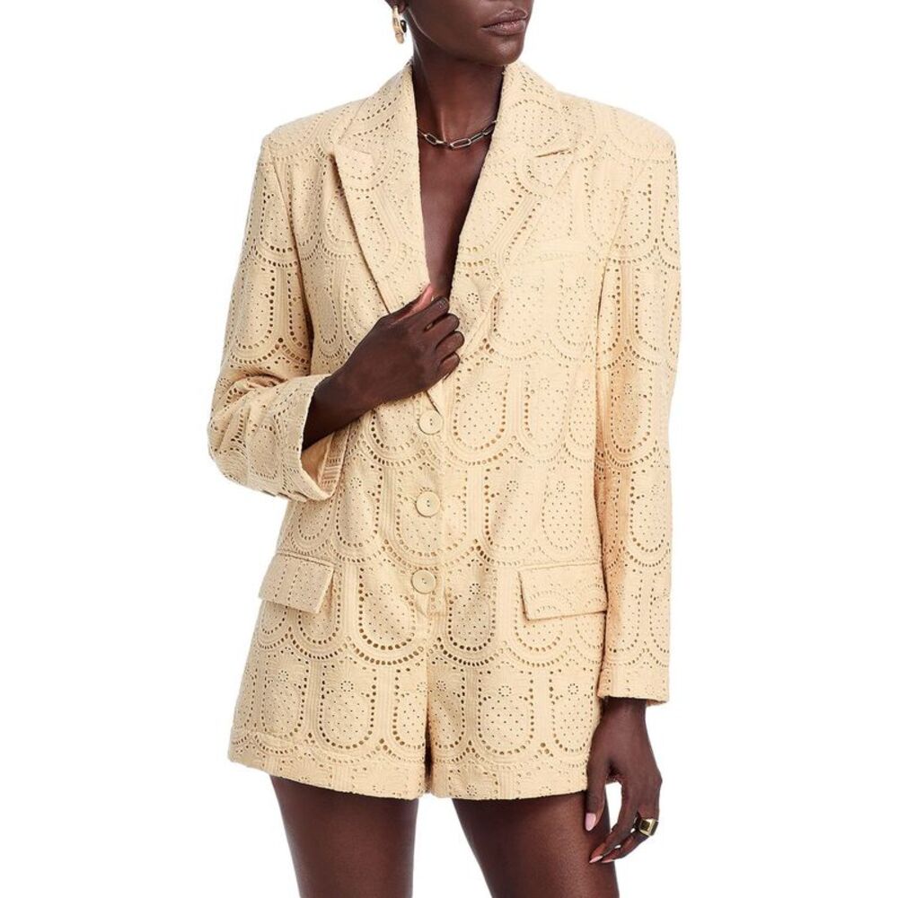 FARM Rio Cream Eyelet Long Sleeve Romper